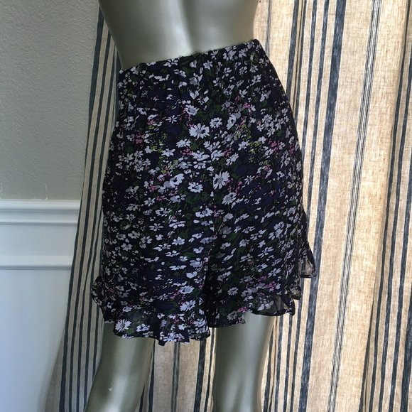 EUC Ganni Black Floral Pleated Ruffle Short Top Set 10 - Picture 8 of 9